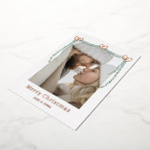 Roze goudkleurige lintboog slinger Kerstmis foto Folie Feestdagenkaart (Gedraaid)