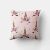 Roze & goudkleurige moderne Unicorn Horn #2 Kussen (Achterkant)
