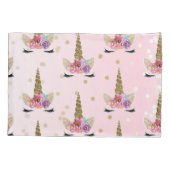 Roze & goudkleurige moderne Unicorn Horn #2 Kussensloop (Achterkant)