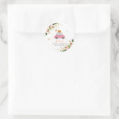 Roze Goudkleurige Pompoen Drive By Bruiloft Ronde Sticker (Tas)