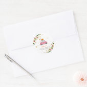 Roze Goudkleurige Pompoen Drive-By Bruiloftfeest Ronde Sticker (Envelop)