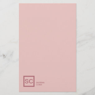 Roze goudkleurige professionele meisjesnaam monogr briefpapier