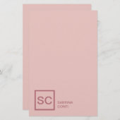 Roze goudkleurige professionele monogramnaam voor briefpapier (Voorkant / Achterkant)