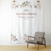 Roze goudkleurige Quinceañera-prop met bloemmotief Wandkleed (In situ)