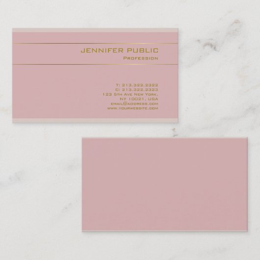 Roze goudkleurige Sjabloon Premium - Zijderzijde l Visitekaartje (Voorkant / Achterkant)