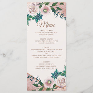 Roze Goudkleurige Succulenten Bruiloftsmenu Menu