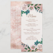 Roze Goudkleurige Succulenten Bruiloftsmenu Menu (Voorkant / Achterkant)