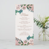 Roze Goudkleurige Succulenten Bruiloftsmenu Menu (Staand voorkant)