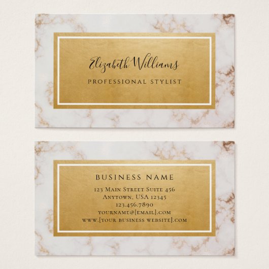 Roze goudkleurige Visitekaartjes met een stijllijs (Voorkant /achterkant)