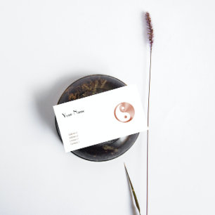 Roze goudkleurige yin yang visitekaartje