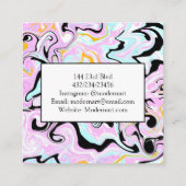 Roze, goudkleurige, zwarte en blauwe marmer vierkante visitekaartje (Achterkant)