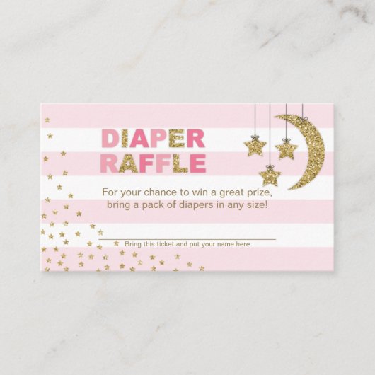 roze goudkoortsroze kleine ster diaper raffle informatiekaartje (Voorkant)