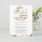 Roze goudlegant met een klein pompoenBaby shower I Kaart (Staand voorkant)