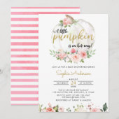 Roze goudlegant met een klein pompoenBaby shower I Kaart (Voorkant / Achterkant)