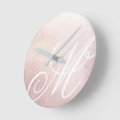 Roze goudlegantie ⎢ Monogram Acrylwandklok Ronde Klok (Hoek)
