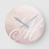 Roze goudlegantie ⎢ Monogram Acrylwandklok Ronde Klok (Voorkant)