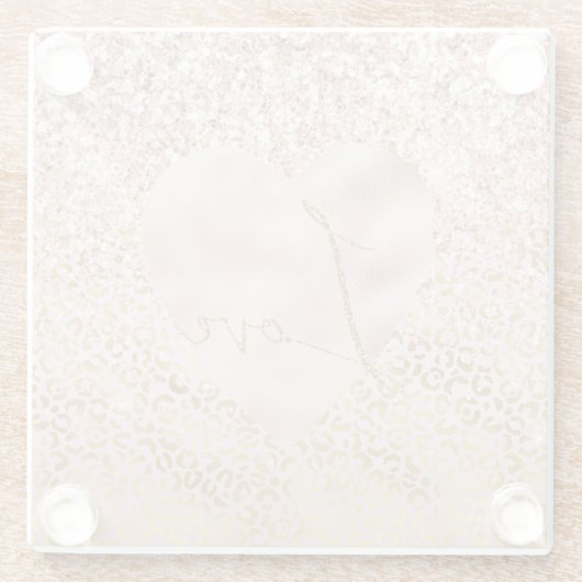 Roze goudluidsprekerafdrukken Liefde Blush Glitter Glazen Onderzetter (Achterkant)