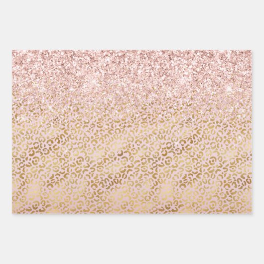 Roze goudluipaard afdrukken Blush Glitter Inpakpapier Vel (Voorkant)