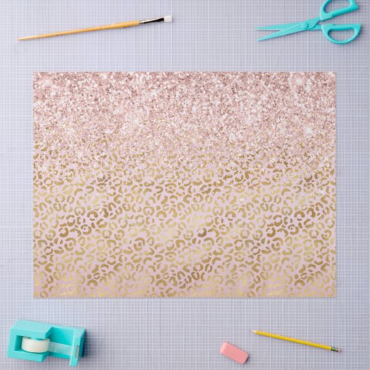 Roze goudluipaard afdrukken Blush Glitter     Tissuepapier (Craft)