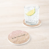 Roze goudluipaard afdrukken Blush Glitter Zandsteen Onderzetter (Zijkant)