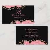 Roze goudmarmer Agate Black Hair Stylist Visitekaartje (Voorkant / Achterkant)