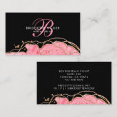 Roze goudmarmer Agate Black Makeup Artist Visitekaartje (Voorkant / Achterkant)