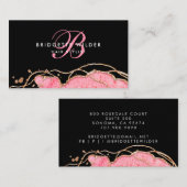 Roze goudmarmer Agate Hair Stylist Black Visitekaartje (Voorkant / Achterkant)