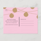 Roze & goudmatige koordlichten sparen de Datum Aankondigingskaart (Achterkant)
