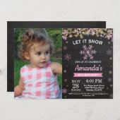 Roze goudmeisje: feestdag in de winter kaart (Voorkant / Achterkant)