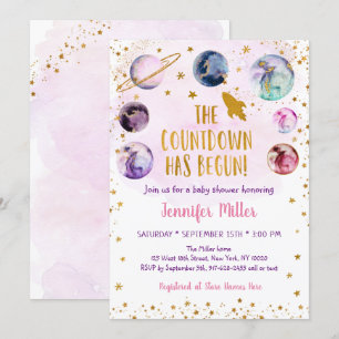 Roze goudmelkafbraak begint met Baby shower Kaart