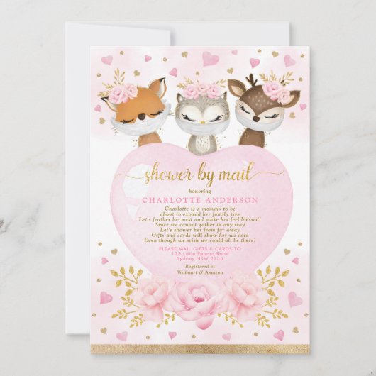 Roze goudmijn Baby shower per post Kaart (Voorkant)