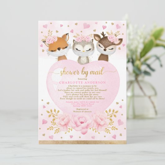 Roze goudmijn Baby shower per post Kaart (Staand voorkant)