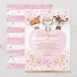 Roze goudmijn Baby shower per post Kaart