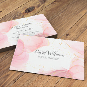 Roze goudmoderne kunst Vloeibare Waterverf Visitekaartje