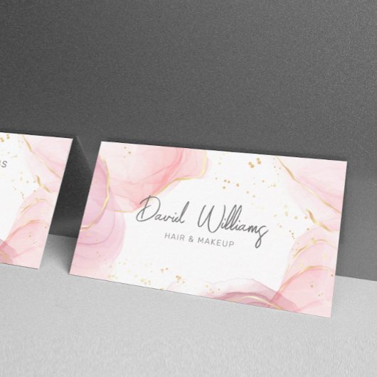 Roze goudmoderne kunst Vloeibare Waterverf Visitekaartje