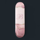 Roze goudmonogram Agate Skateboard<br><div class="desc">Roze goudglitter monogram agate skateboard. Unieke en stijlvolle stijl.</div>