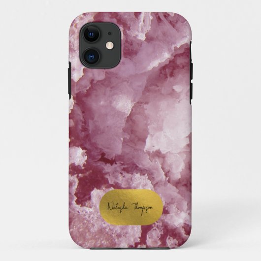 Roze goudolie Zee Kristallen Handtekening Case-Mate iPhone Case (Achterkant)