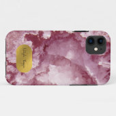 Roze goudolie Zee Kristallen Handtekening Case-Mate iPhone Case (Achterkant (horizontaal))