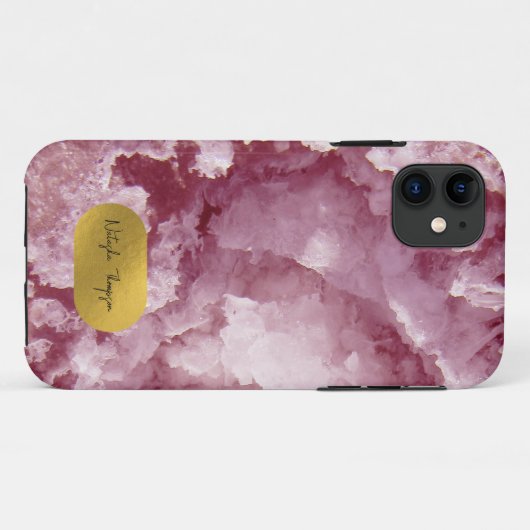 Roze goudolie Zee Kristallen Handtekening Case-Mate iPhone Case (Achterkant (horizontaal))