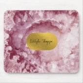 Roze goudolie Zee Kristallen Handtekening Muismat (Voorkant)