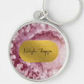 Roze goudolie Zee Kristallen Handtekening Sleutelhanger (Voorkant)