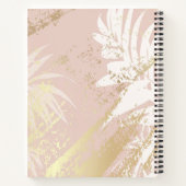Roze goudpalmbladeren, monogrammen notitieboek (Achterkant)