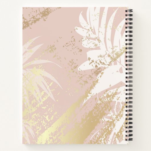 Roze goudpalmbladeren, monogrammen notitieboek (Achterkant)