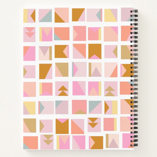 Roze goudpasta-kleuren Geometrisch gepersonaliseer Notitieboek (Achterkant)