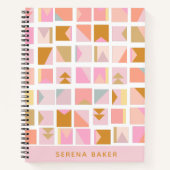 Roze goudpasta-kleuren Geometrisch gepersonaliseer Notitieboek (Voorkant)