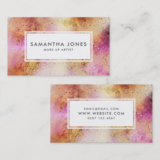 Roze goudpenseelstreken Modern make up art Visitekaartje (Voorkant / Achterkant)