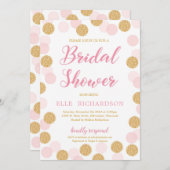 Roze goudpolka dot modern vrijgezellenfeest kaart (Voorkant / Achterkant)