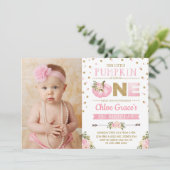 Roze goudpompoen 1e verjaardag Noite herfst Herfst Kaart (Staand voorkant)