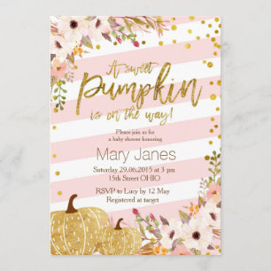Roze goudpompoen Baby shower Kaart