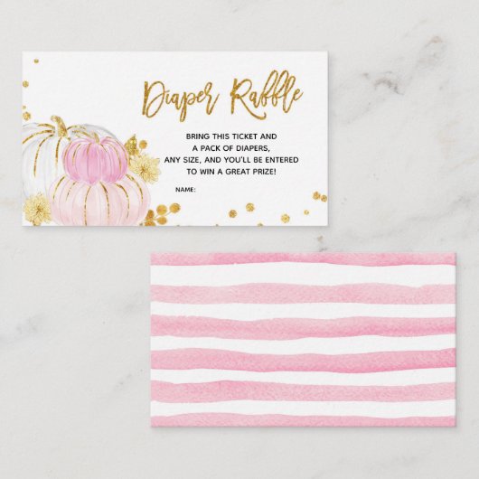 Roze goudpompoen Baby shower luieraffle Informatiekaartje (Voorkant / Achterkant)